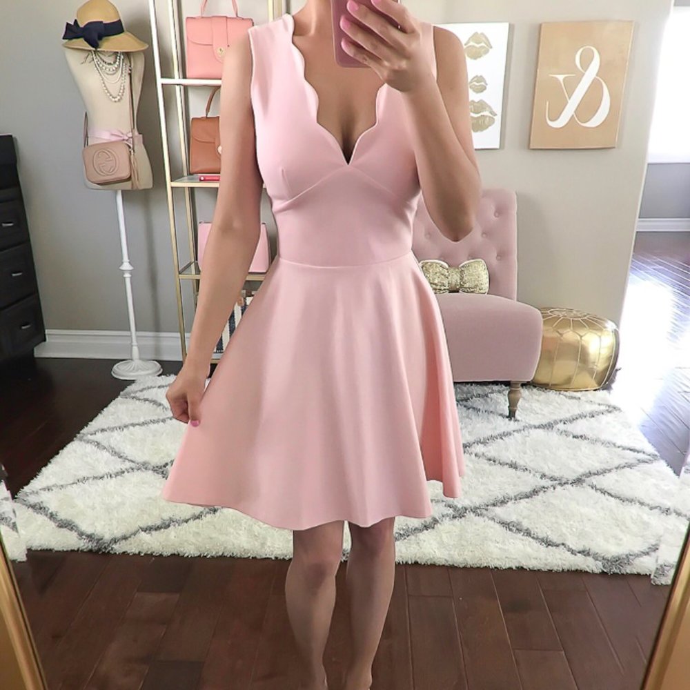 Nordstrom scalloped blush dress